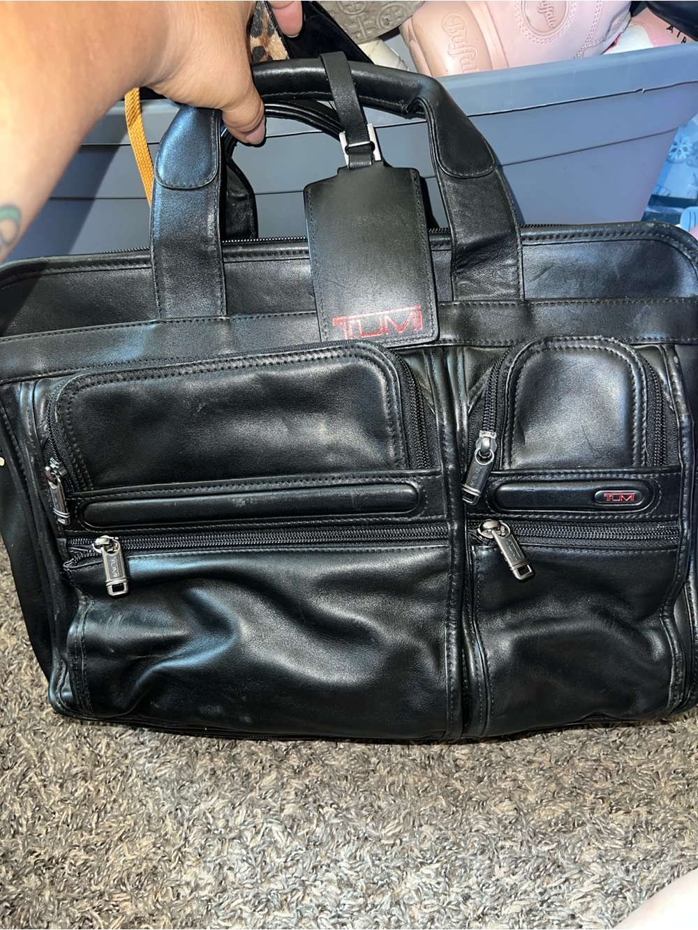 Tumi travel leather briefcase